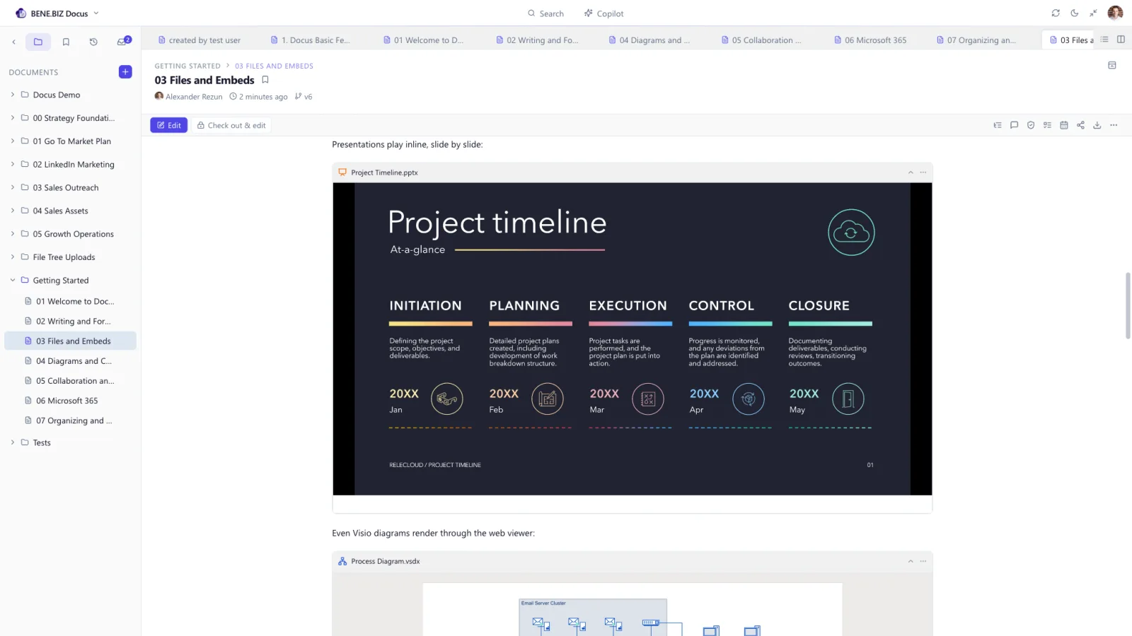 A PowerPoint deck rendered inline in Docus